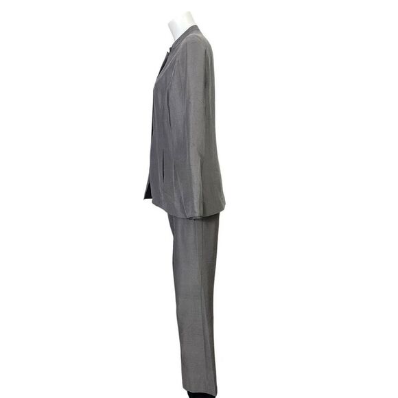 Eileen Fisher Metallic Gray 100% Silk Lightweight Blazer  & Dress Pants sz small - Picture 6 of 14